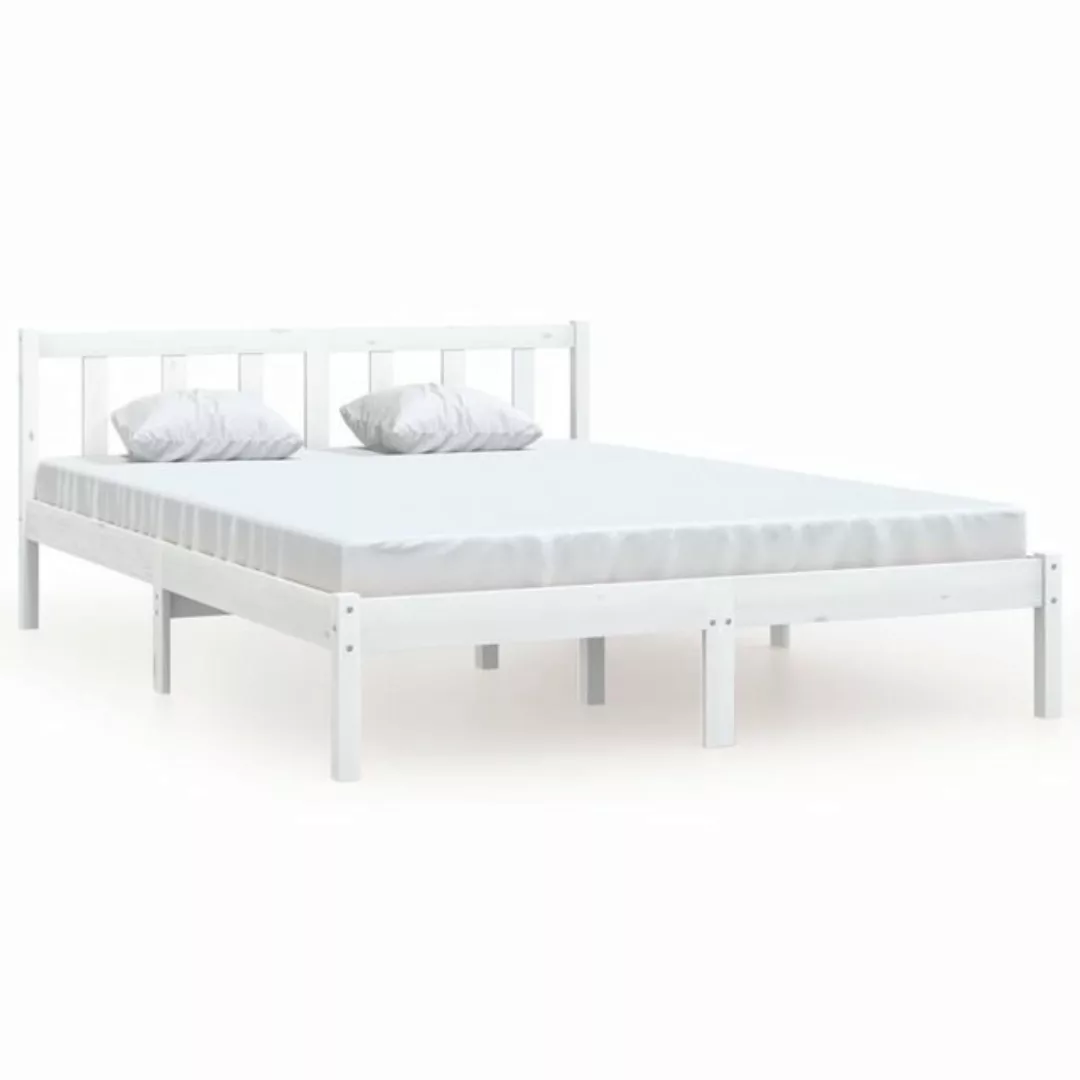 furnicato Bett Massivholzbett Weiß Kiefer 120x190 cm günstig online kaufen
