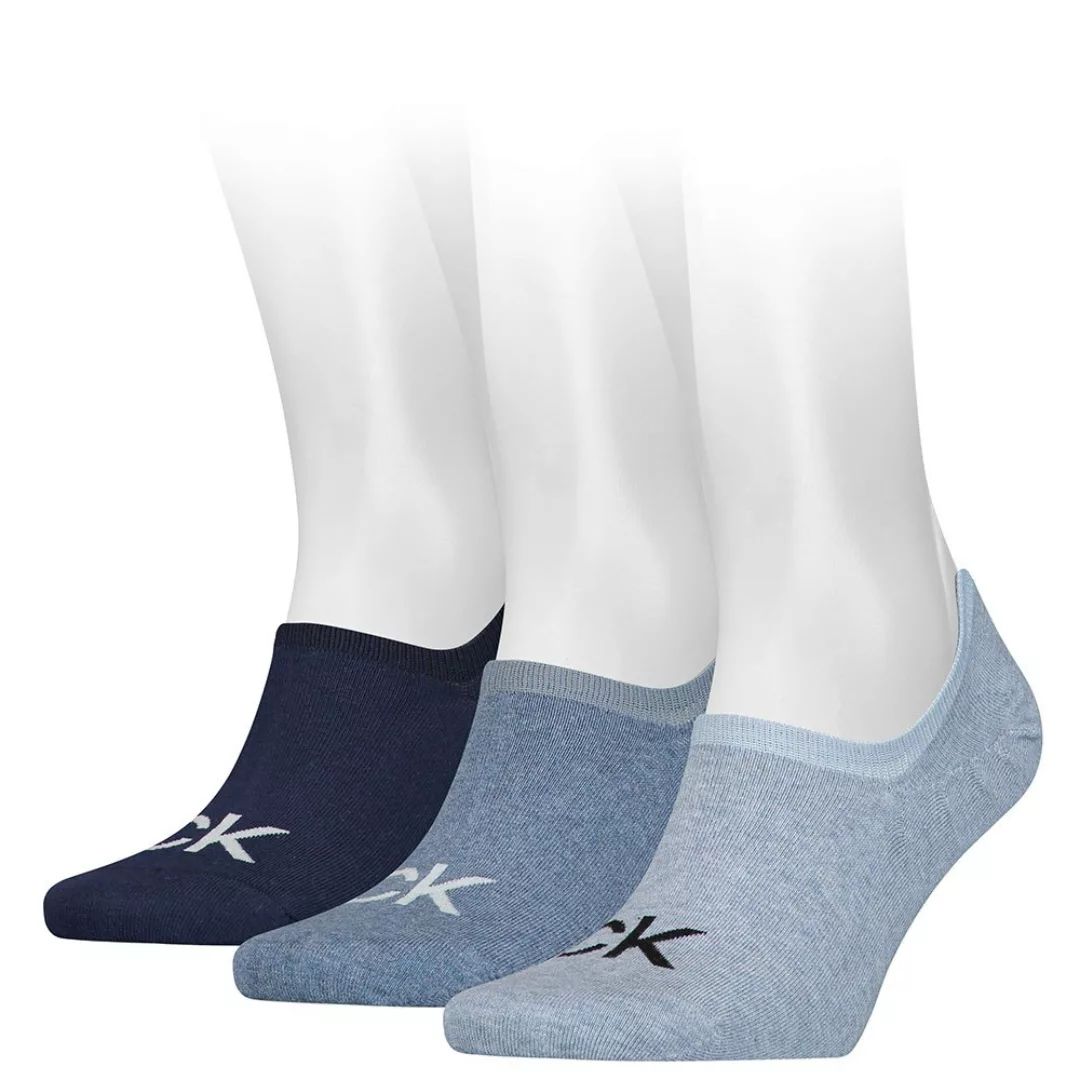 Calvin Klein Footie High Cut Logo Socken 3 Paare One Size Denim Melange günstig online kaufen