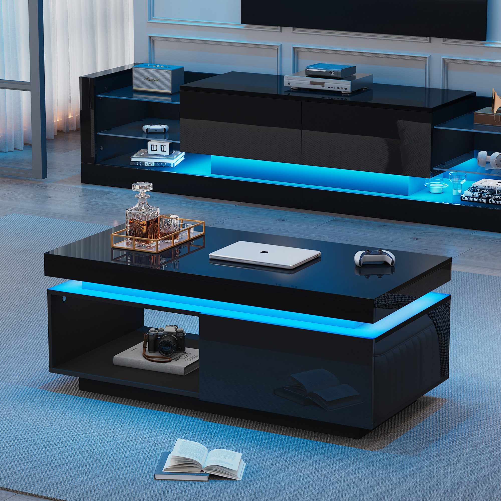 HAUSS SPOLE Couchtisch Hochglanz mit LED-Beleuchtung, günstig online kaufen