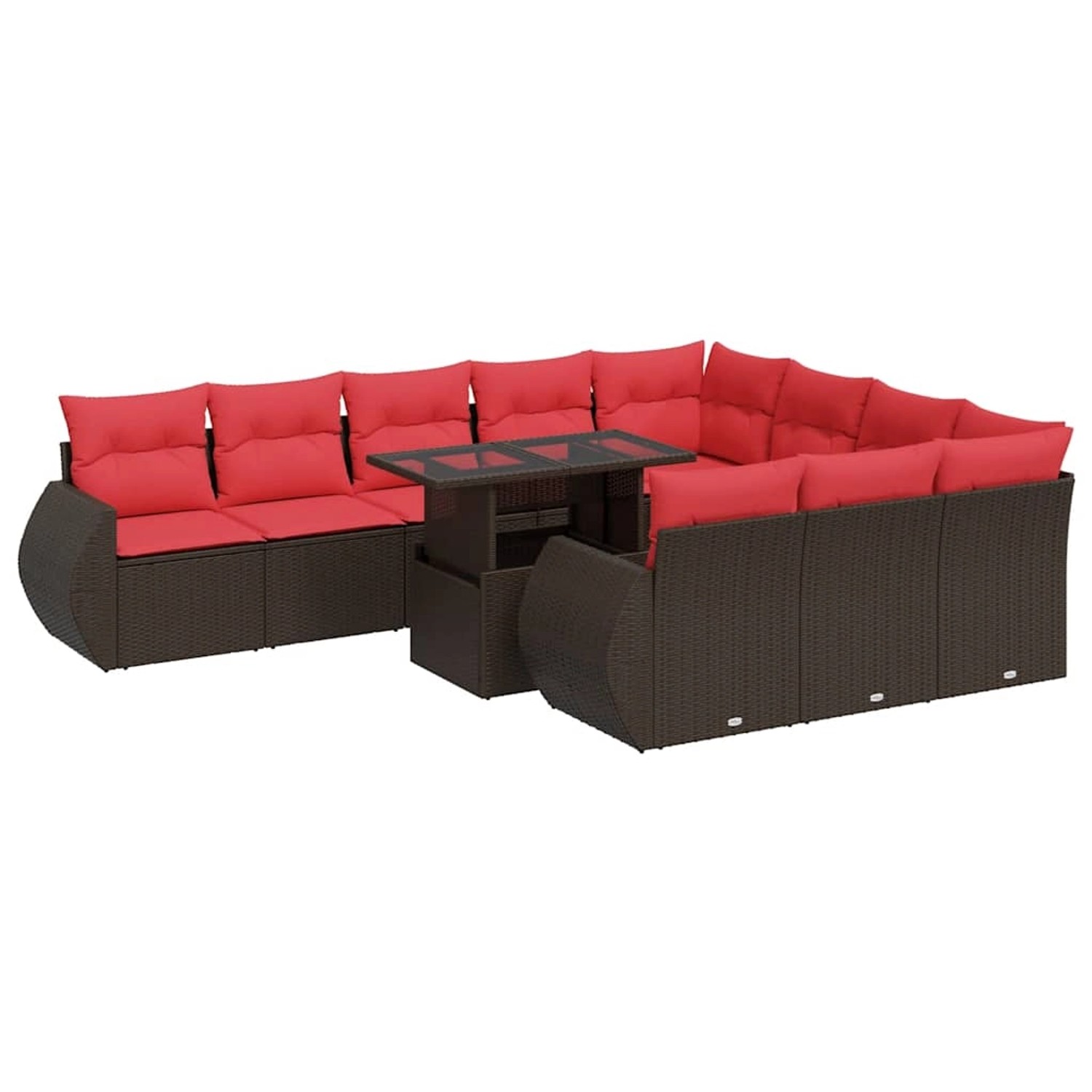 vidaXL 11-Tlg Garten-Sofagarnitur mit Kissen Braun Poly Rattan Akazie 33267 günstig online kaufen