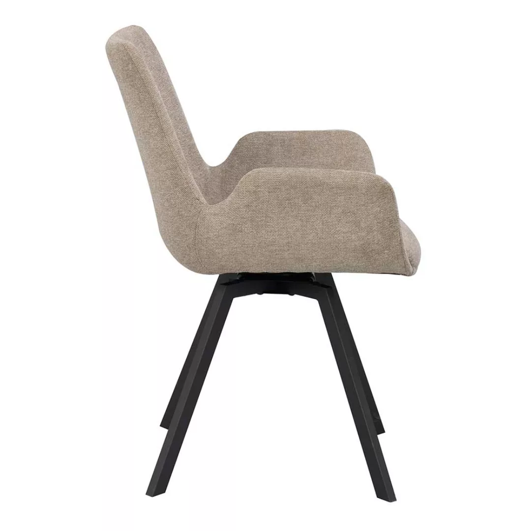 Esstisch Stühle aus Webstoff und Metall Beige & Schwarz (2er Set) günstig online kaufen