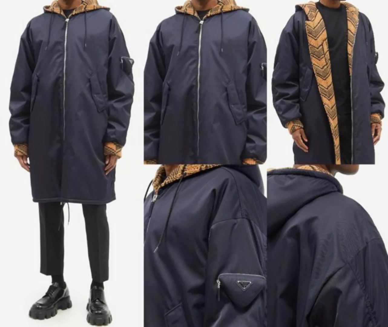 PRADA Wintermantel PRADA Logo-plaque Nylon Gabardine Coat Bomber Parka Jack günstig online kaufen