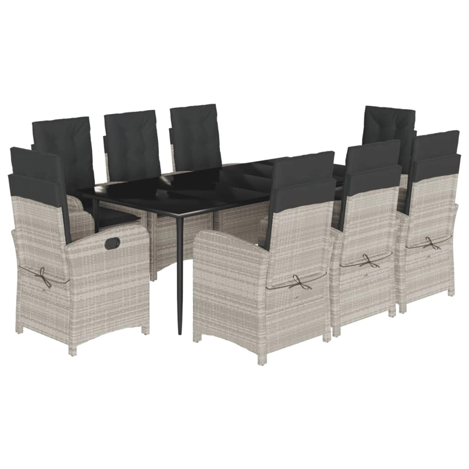 vidaXL 9-Tlg Garten-Essgruppe mit Kissen Hellgrau Poly Rattan 3212850 günstig online kaufen