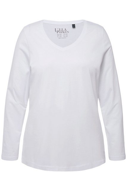 Ulla Popken Rundhalsshirt Shirt Slim V-Ausschnitt Langarm günstig online kaufen