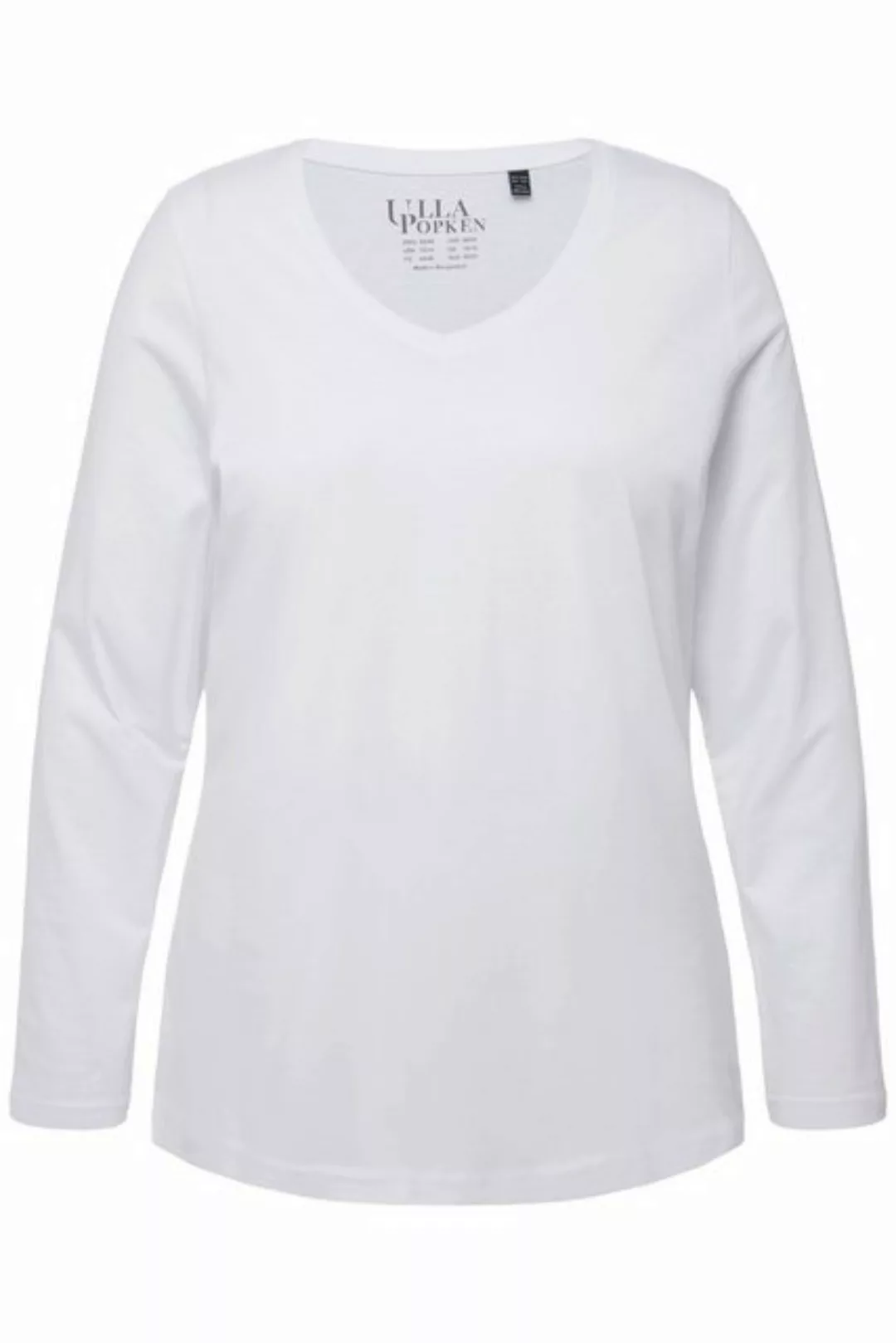 Ulla Popken Rundhalsshirt Shirt Slim V-Ausschnitt Langarm günstig online kaufen