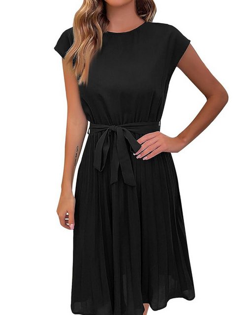 HWCTHFH Dirndl Kurzärmeliges gerafftes einfarbiges Kleid mit hoher Taille f günstig online kaufen