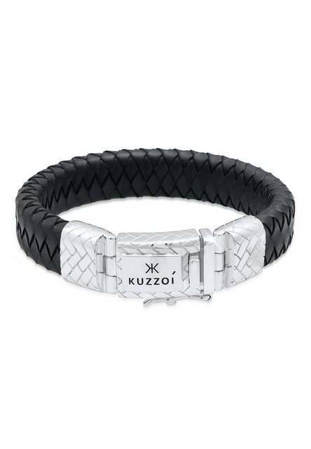 Kuzzoi Armband »Herren Lederarmband Geflochtene Optik 925er Silber« günstig online kaufen