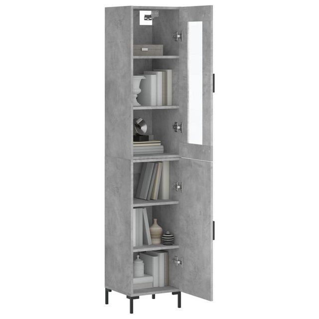 vidaXL Vitrine Highboard Betongrau 34,5x34x180 cm Spanplatte Glas Vitrine günstig online kaufen