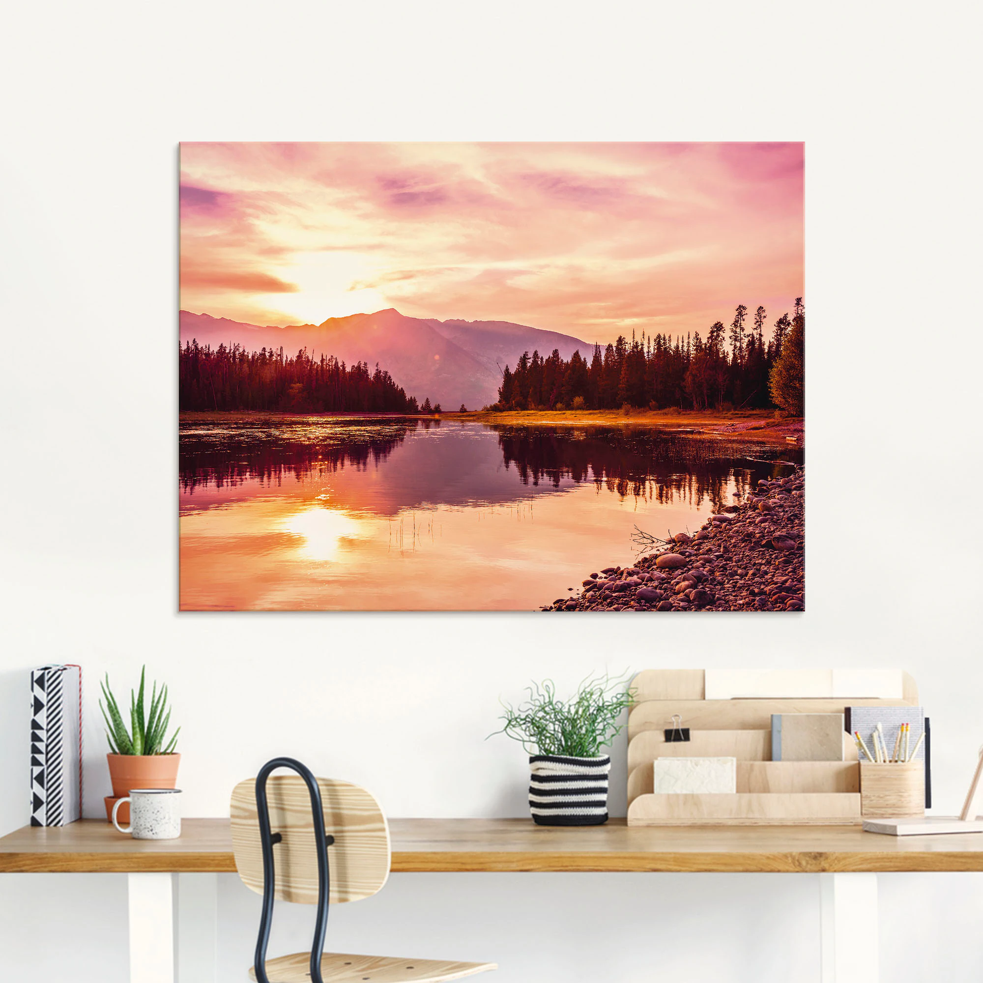 Artland Glasbild »Grand Teton Gebirge bei Sonnenuntergang«, Sonnenaufgang & günstig online kaufen