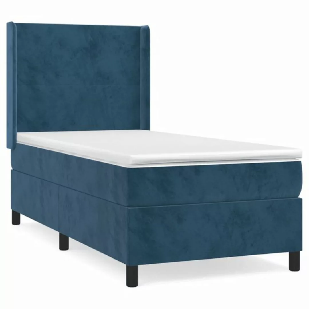 vidaXL Bettgestell Boxspringbett mit Matratze Dunkelblau 90x190 cm Samt Bet günstig online kaufen