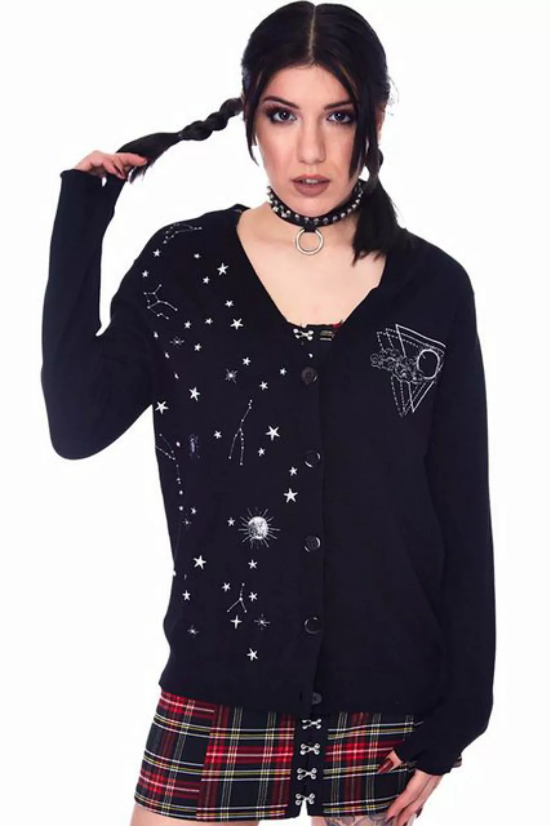 Jawbreaker Strickjacke Starry Night Mittens Cardigan Punk Grufti Gothic Got günstig online kaufen