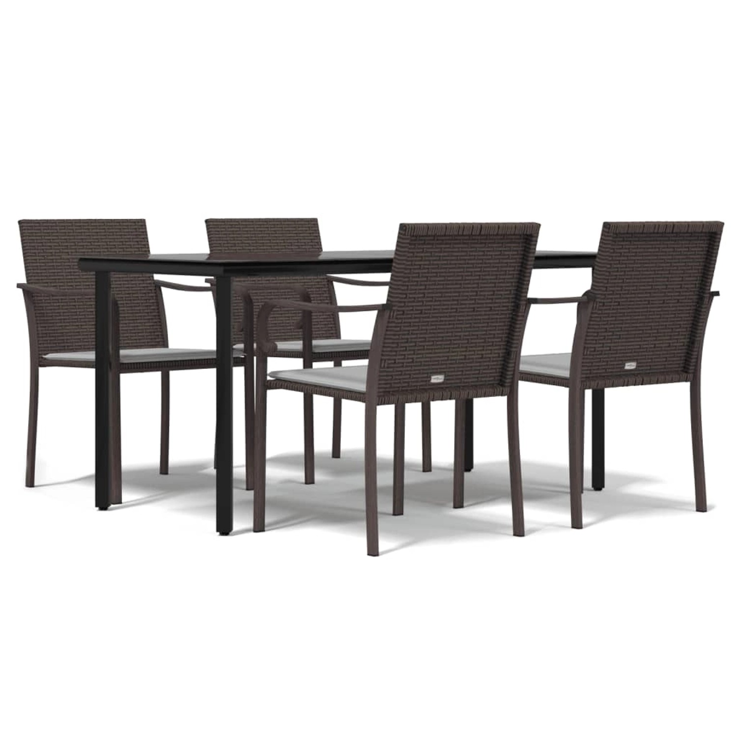 vidaXL 5-Tlg Garten-Essgruppe mit Kissen Poly Rattan und Stahl 3186961 günstig online kaufen