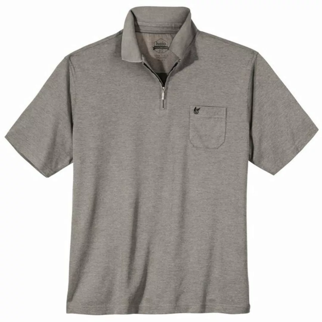 Hajo Poloshirt Große Größen Herren Zipper Poloshirt Stay Fresh taupe melang günstig online kaufen