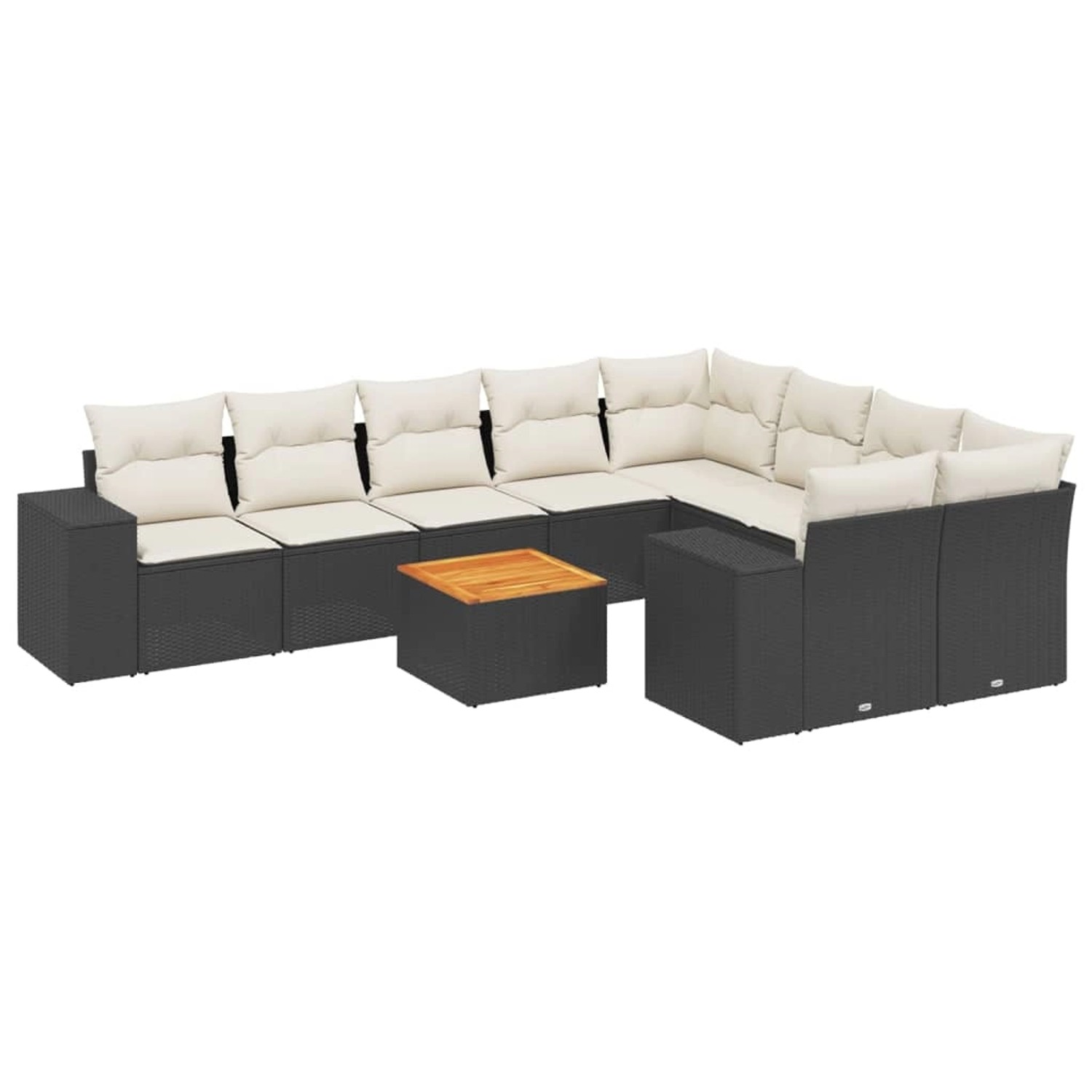 vidaXL 10-tlg Garten-Sofagarnitur mit Kissen Schwarz Poly Rattan Modell 90 günstig online kaufen