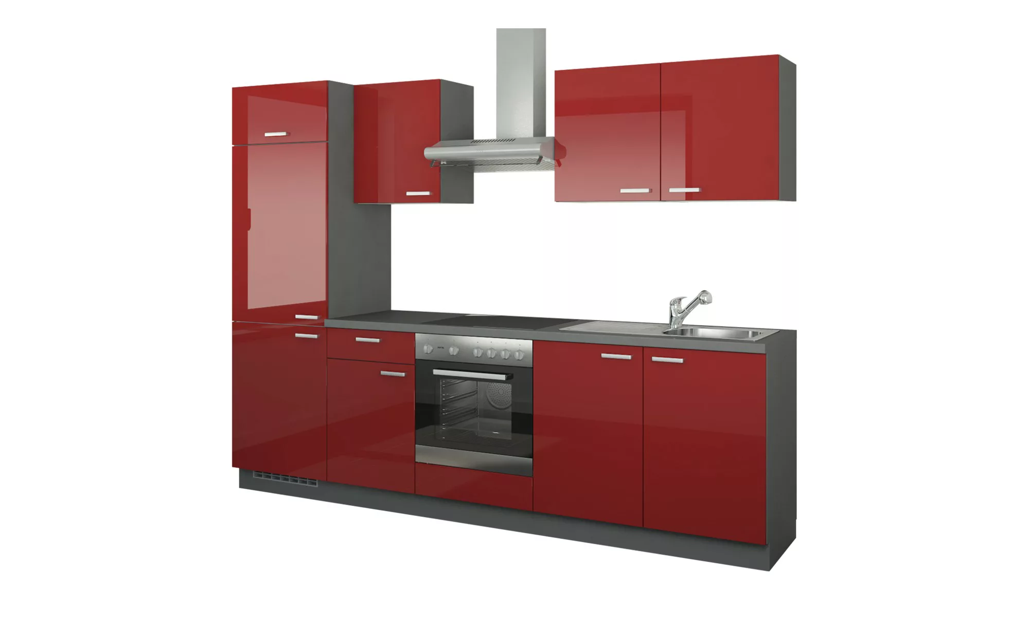 Küchenzeile mit Elektrogeräten  Aachen ¦ rot ¦ Maße (cm): B: 270 Küchen-onl günstig online kaufen