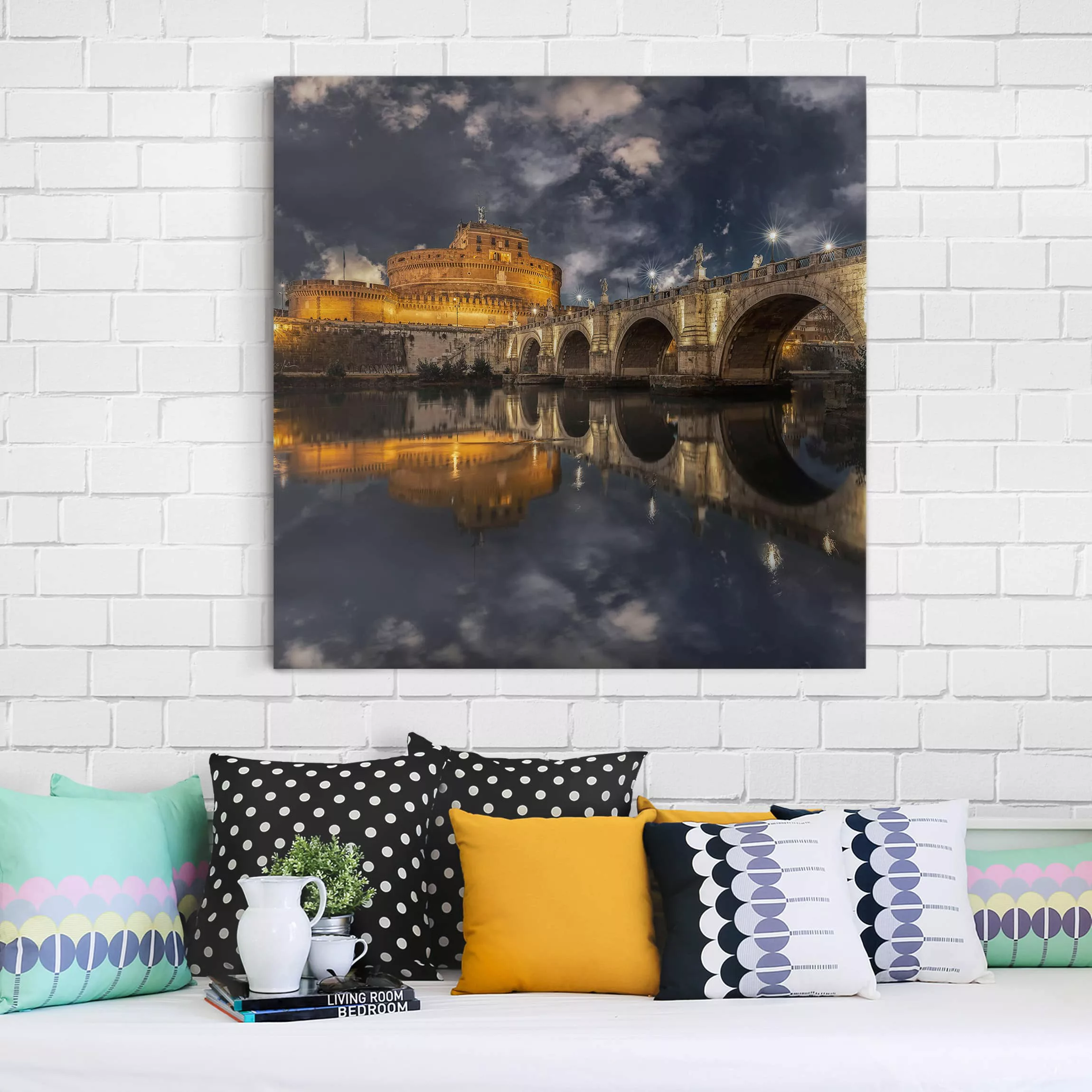 Leinwandbild Architektur & Skyline - Quadrat Ponte Sant'Angelo in Rom günstig online kaufen