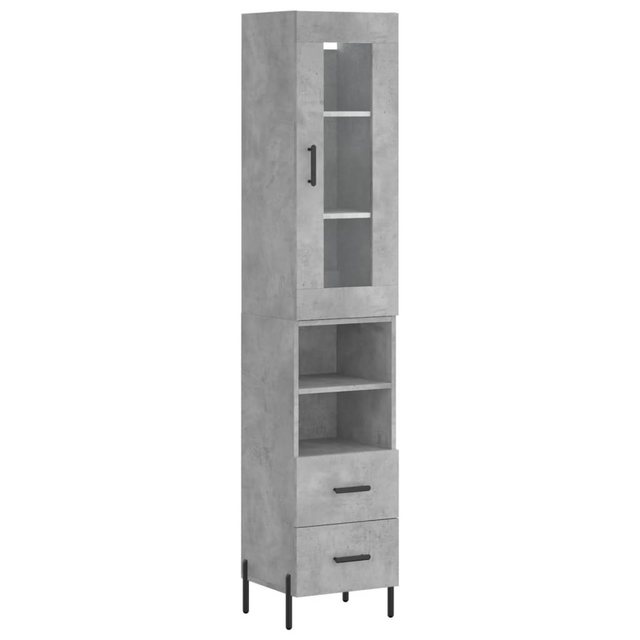 vidaXL Vitrine Highboard Betongrau 34,5x34x180 cm Spanplatte Glas Vitrine günstig online kaufen