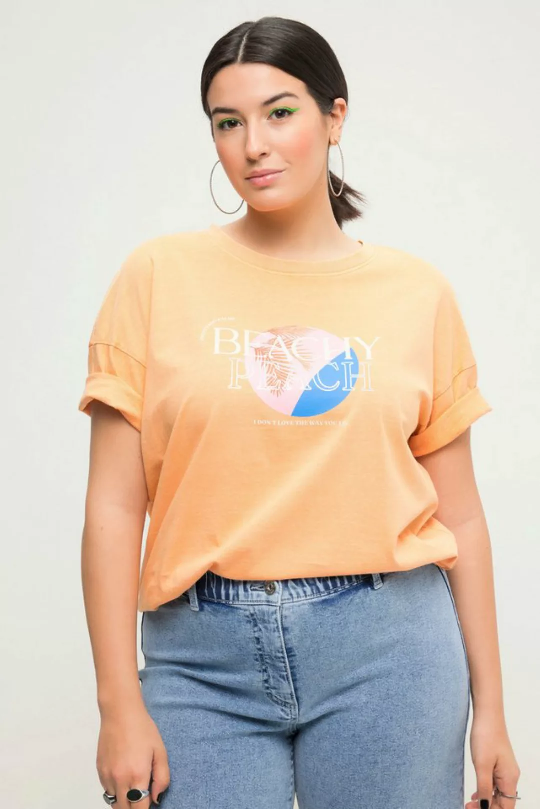 Studio Untold Rundhalsshirt T-Shirt oversized Druck-Motiv Vintage-Look Halb günstig online kaufen