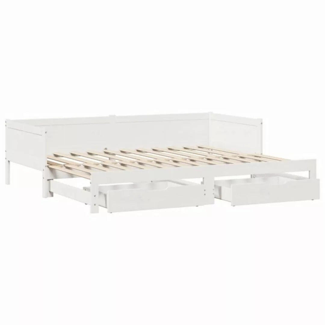 vidaXL Bett Tagesbett Ausziehbar mit Schubladen Weiß 80x200 cm Kiefernholz günstig online kaufen