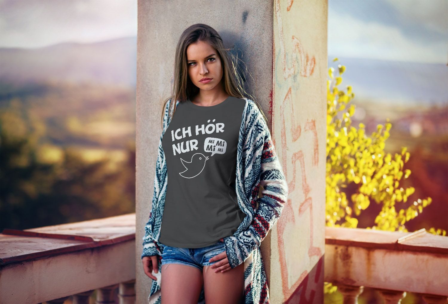 MoonWorks Print-Shirt Damen T-Shirt Ich hör günstig online kaufen