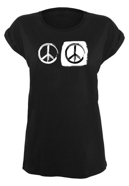 Merchcode T-Shirt Merchcode Ladies Peace - Double Peace Black Basic T-Shirt günstig online kaufen