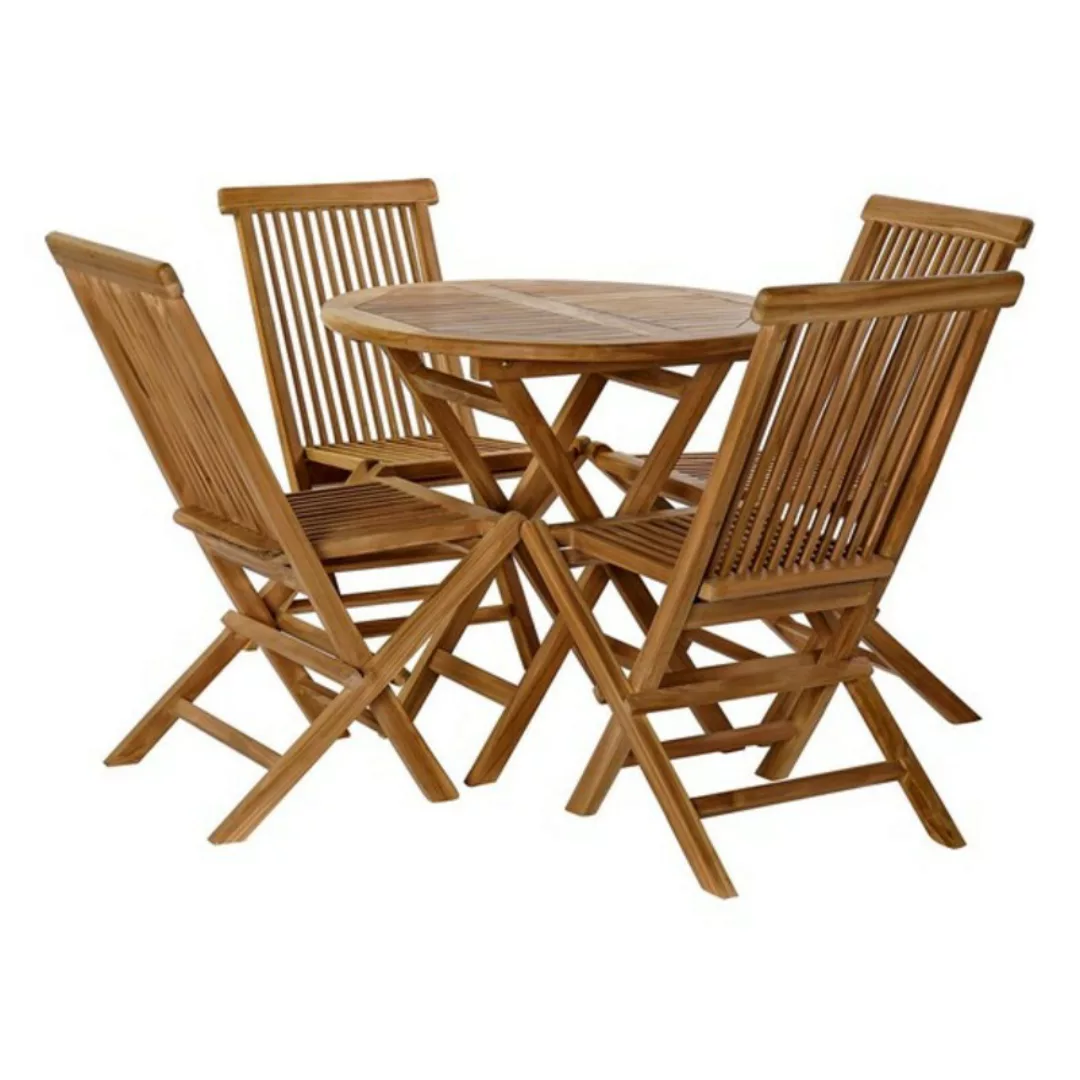 Tisch-set Mit 4 Stühlen Dkd Home Decor Teakholz (5 Pcs) günstig online kaufen