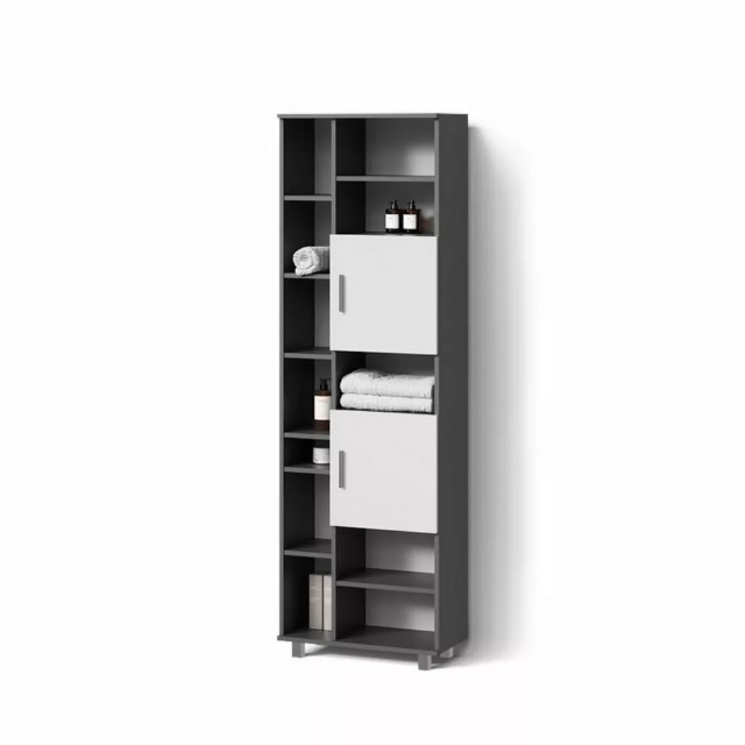 Livinity® Hochschrank Eisak, Anthrazit/Weiß/Grau, 60 x 190 cm günstig online kaufen