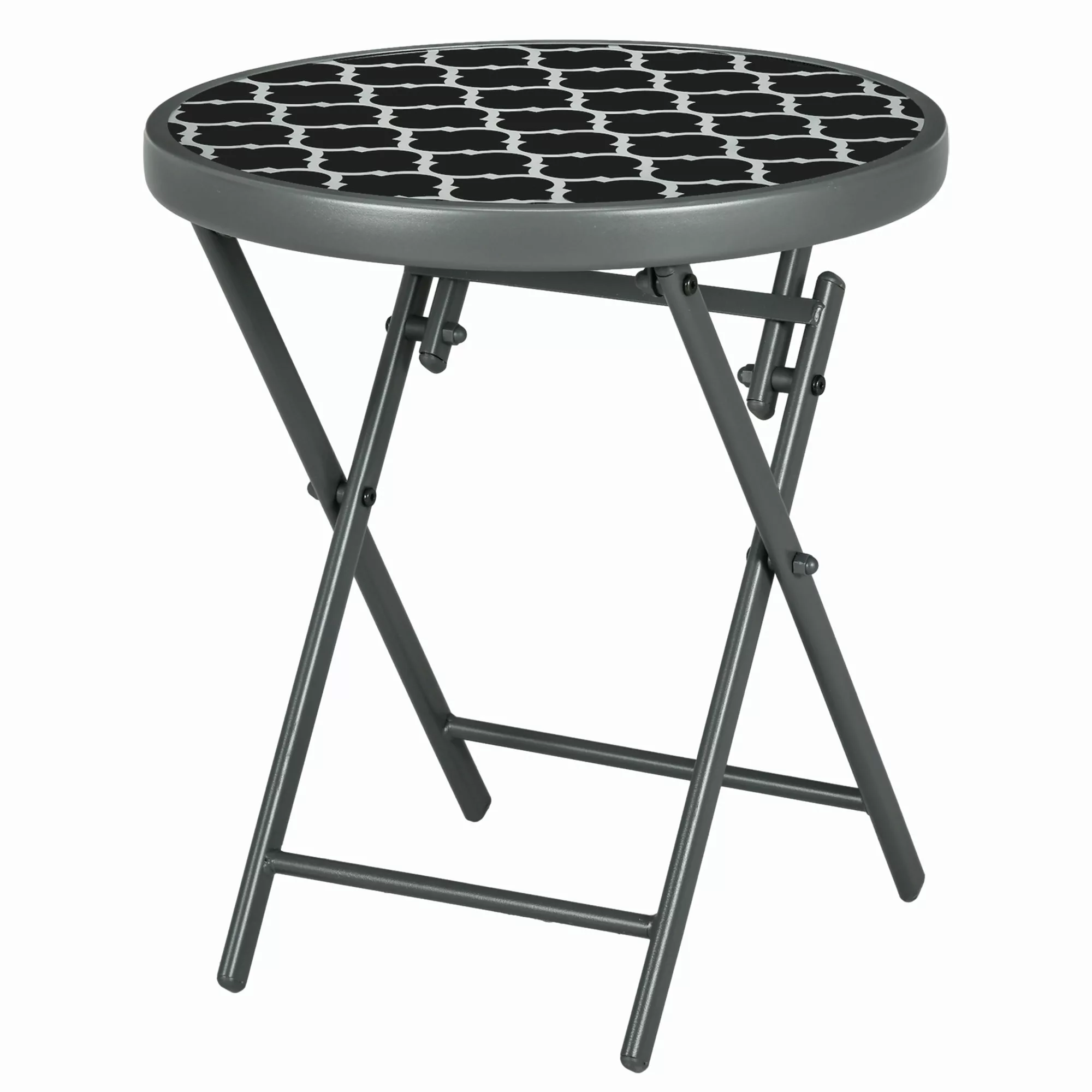 Outsunny Klapptisch Beistelltisch Glasplatte Campingtisch Schwarz 45x45x50c günstig online kaufen