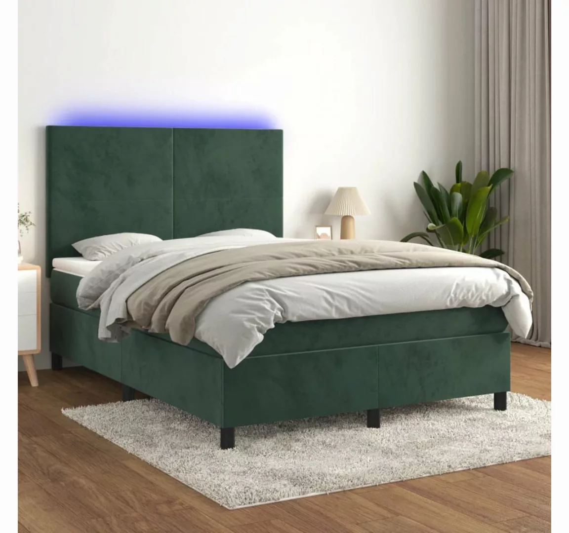 vidaXL Boxspringbett Boxspringbett mit Matratze & LED Samt (140 x 190 cm, G günstig online kaufen