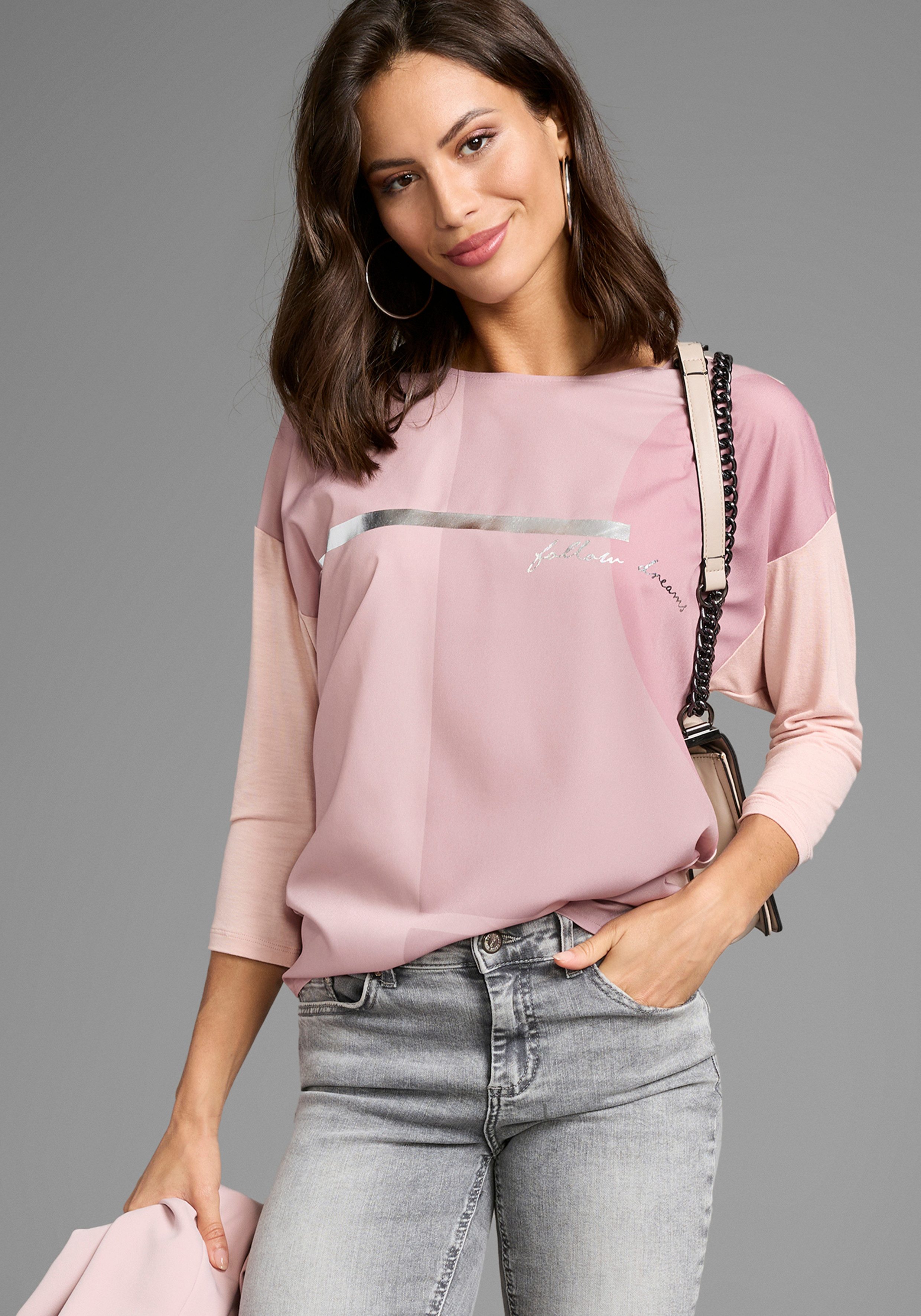 Laura Scott Hemdbluse im Materialmix mit günstig online kaufen