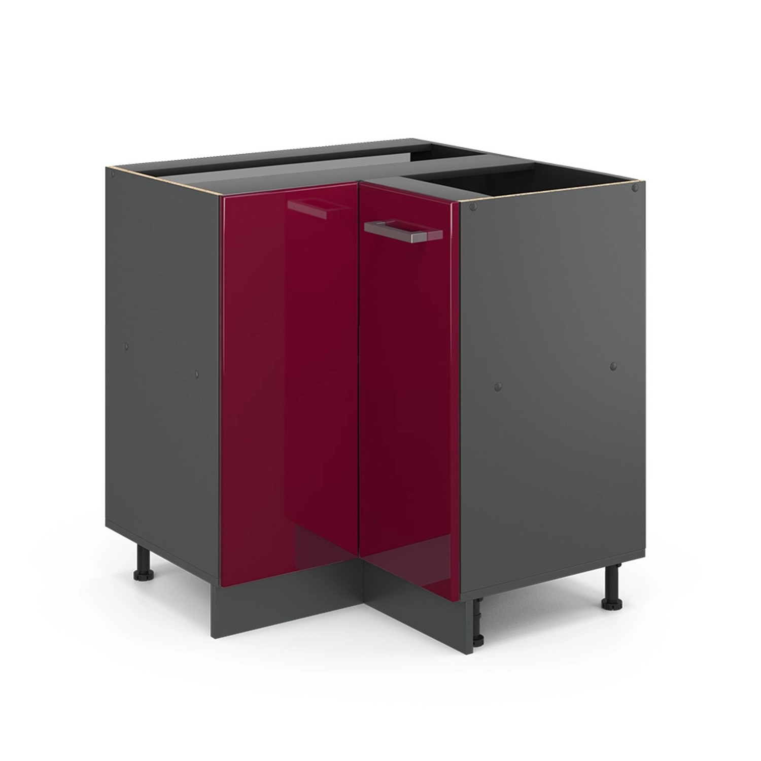 Vicco Eckunterschrank R-Line, Bordeaux Hochglanz/Anthrazit, 75.6 günstig online kaufen