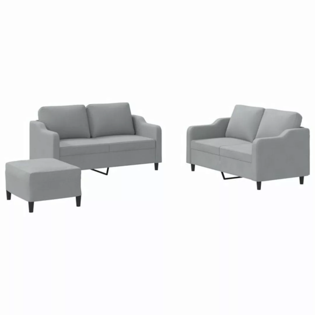 vidaXL Sofa 3-tlg. Sofagarnitur mit Kissen Hellgrau Stoff günstig online kaufen