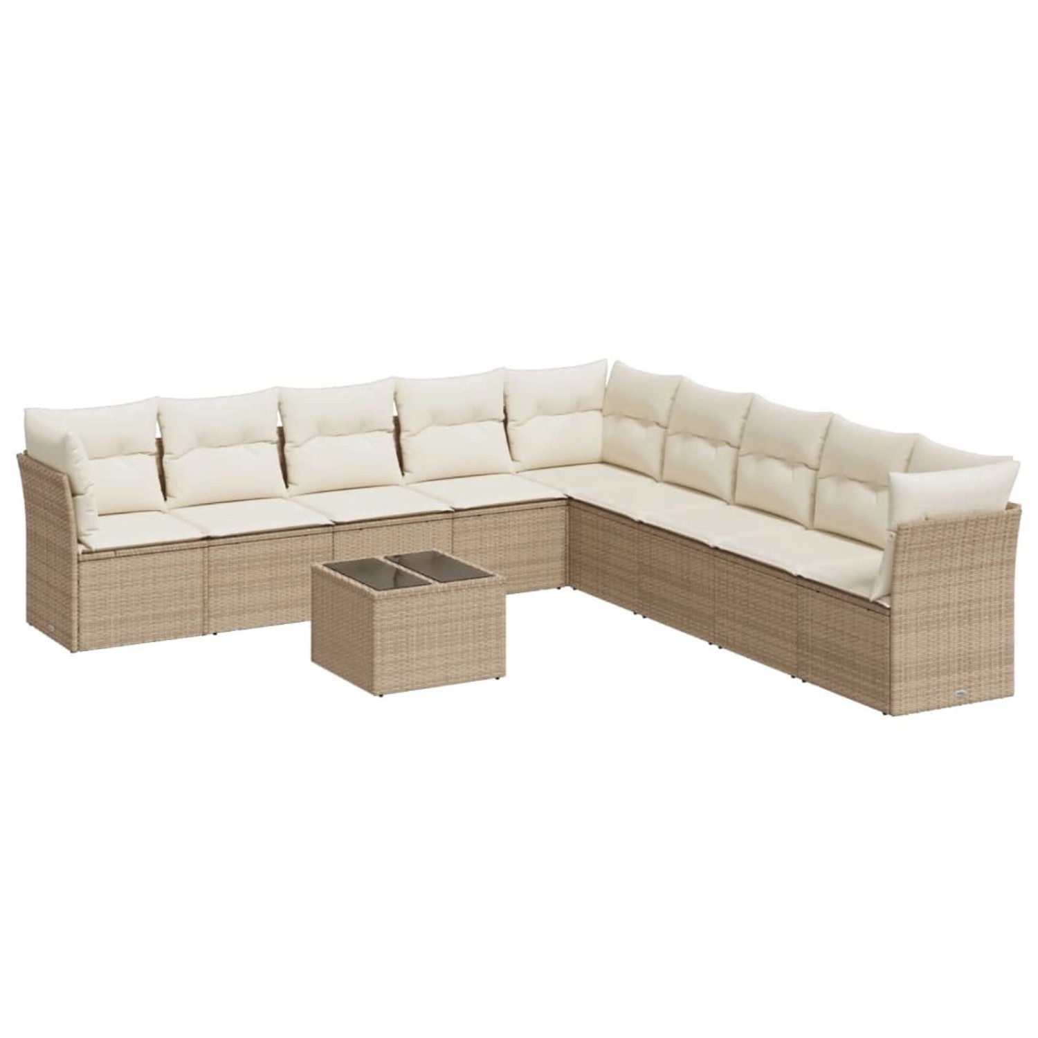 vidaXL 10-Tlg Garten-Sofagarnitur mit Kissen Beige Poly Rattan 3217788 günstig online kaufen