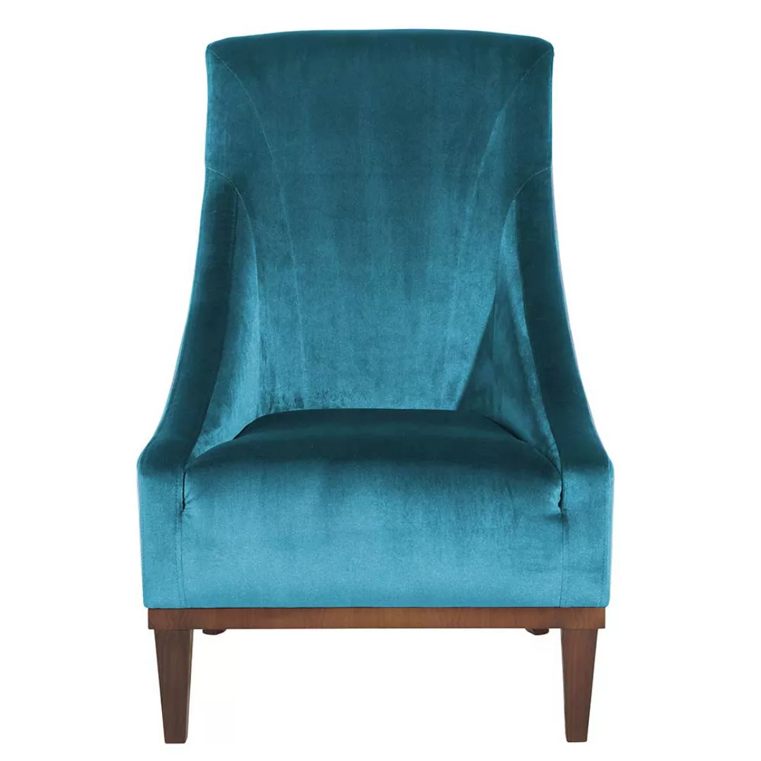 Ausgefallener Sessel in Petrol und Nussbaumfarben 96 cm hoch günstig online kaufen