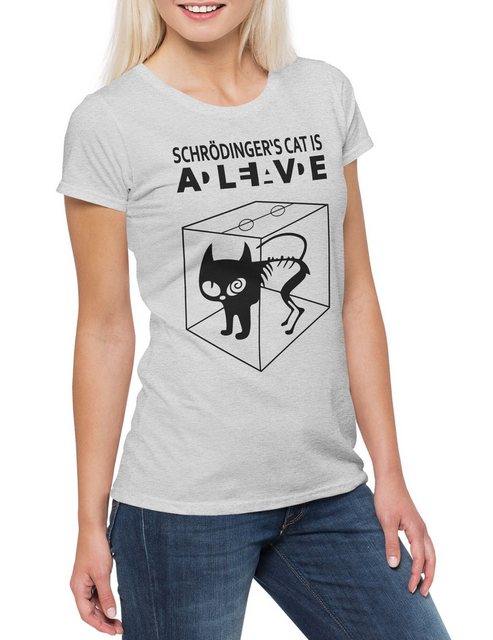 Urban Backwoods Print-Shirt Schrödinger's Cat Is Alive Dead I Damen T-Shirt günstig online kaufen