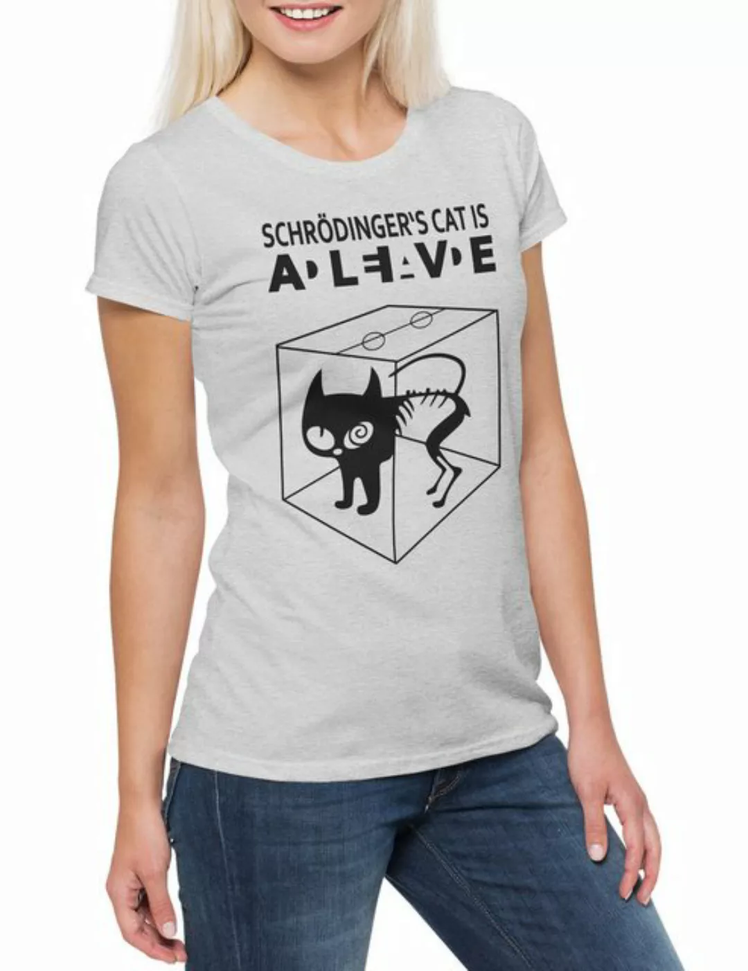 Urban Backwoods Print-Shirt Schrödinger's Cat Is Alive Dead I Damen T-Shirt günstig online kaufen