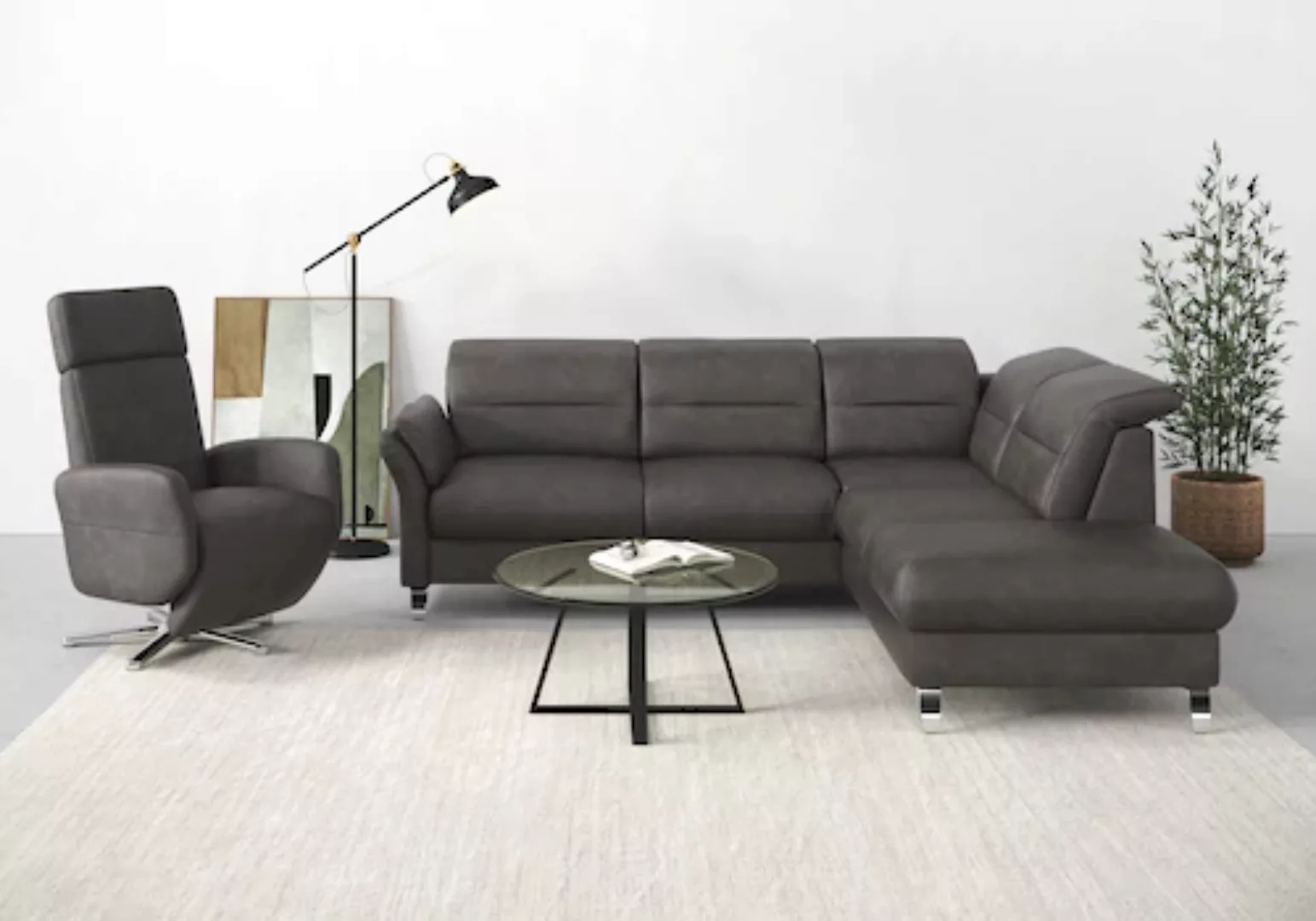 sit&more Ecksofa "Grenoble L-Form", Federkern, wahlweise mit Bettfunktion, günstig online kaufen