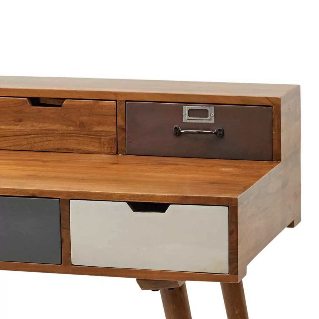 Massivholz Schreibtisch im Retrostil Schreibtischaufsatz günstig online kaufen
