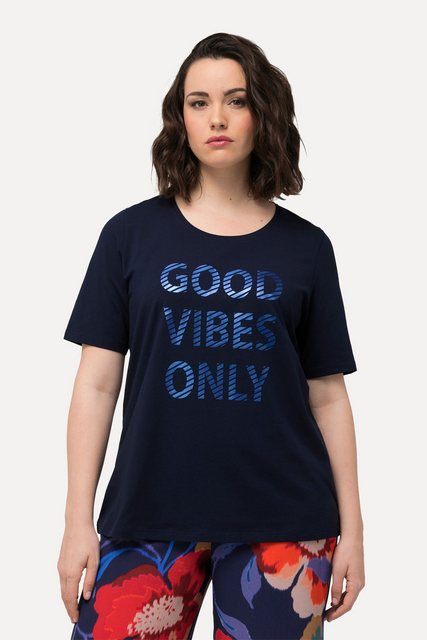 Ulla Popken Rundhalsshirt T-Shirt Good Vibes Only Rundhals Halbarm günstig online kaufen