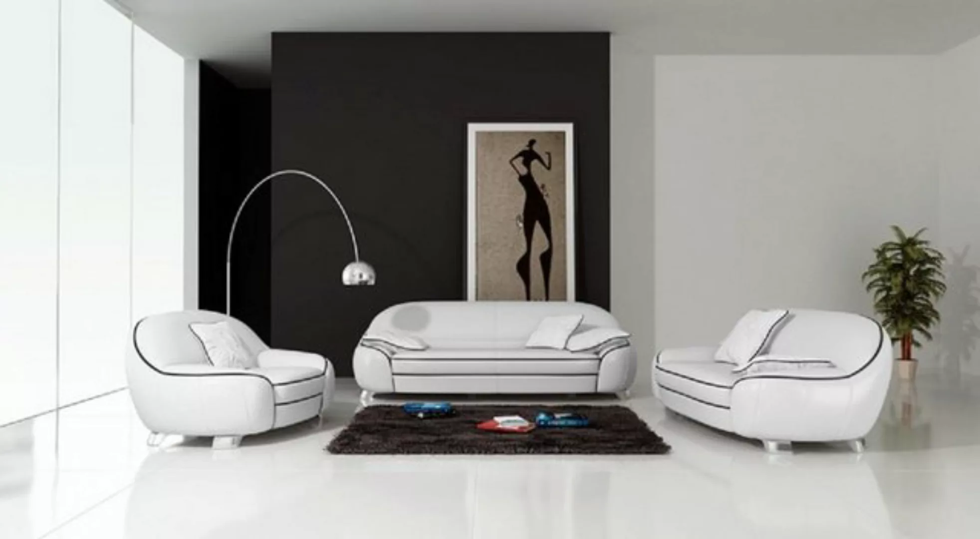 JVmoebel Sofa Ledersofa Couch Sofagarnitur 3+2 Sitzer Design Modern günstig online kaufen