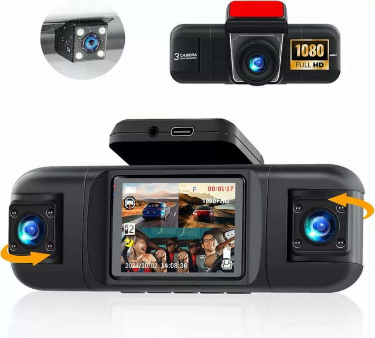 Hikity 4-Kanal Full HD Auto-Kamera, Nachtsicht + Parkassist, 24h Schutz, Da günstig online kaufen