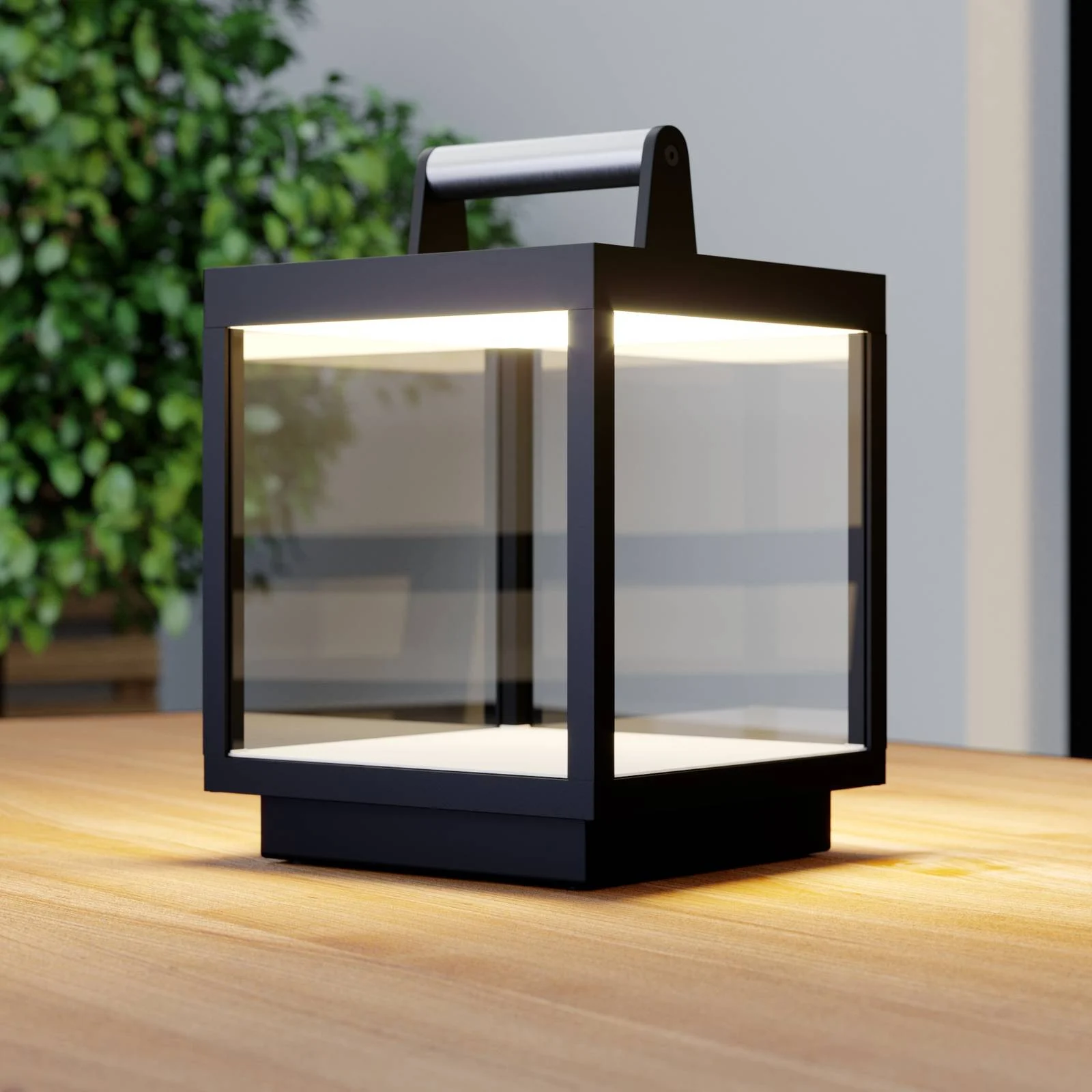 Lucande LED-Akkutischleuchte Cube, Alu, USB, IP54, dimmbar günstig online kaufen