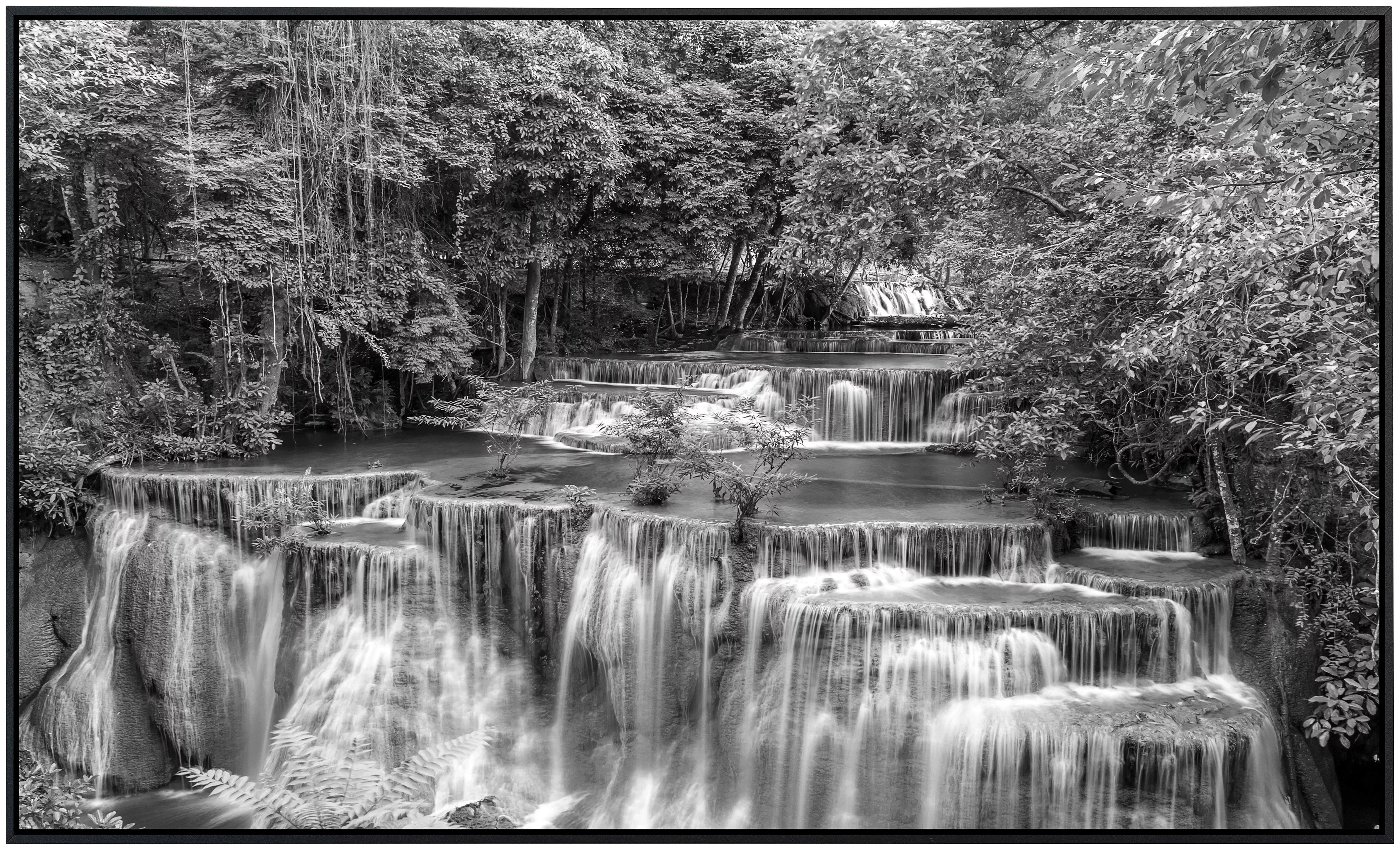 Papermoon Infrarotheizung »Wasserfall im Wald Schwarz & Weiß«, sehr angeneh günstig online kaufen