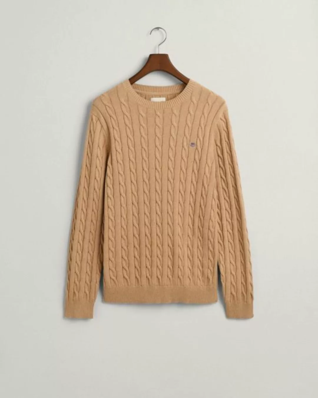 Gant Strickpullover COTTON CABLE C-NECK, KHAKI MEL günstig online kaufen