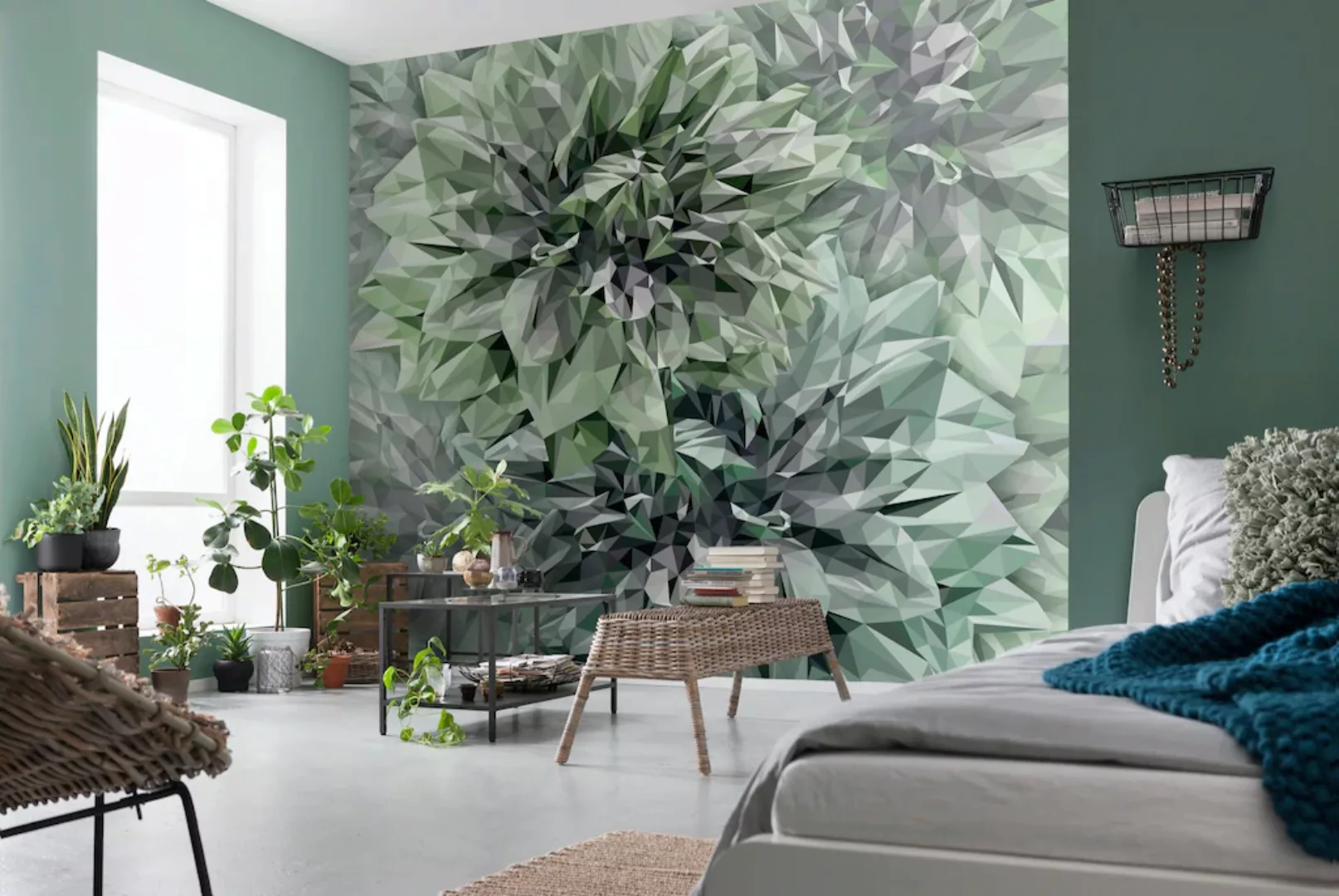 KOMAR Vlies Fototapete - Emerald Flowers - Größe 300 x 280 cm mehrfarbig günstig online kaufen