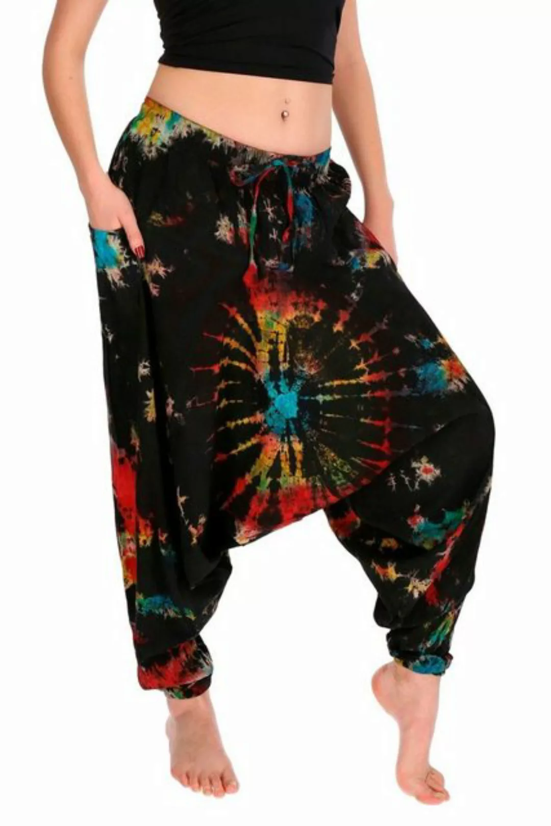 KUNST UND MAGIE Haremshose Bunte Tie Dye Batik Damen Yoga Freizeit Haremsho günstig online kaufen