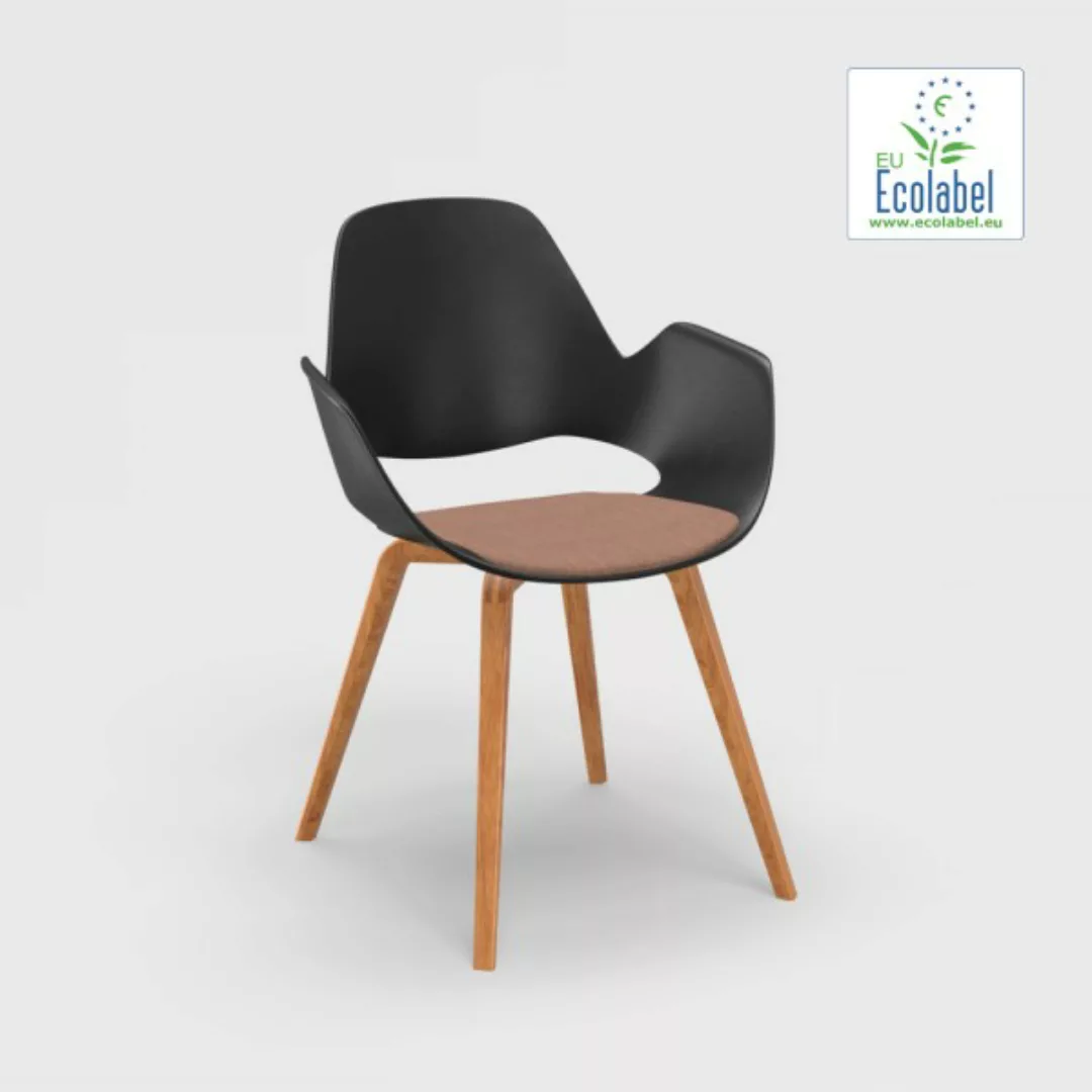 Stuhl mit Armlehne FALK schwarz Eichenfurnier Sitzpolster rosa günstig online kaufen