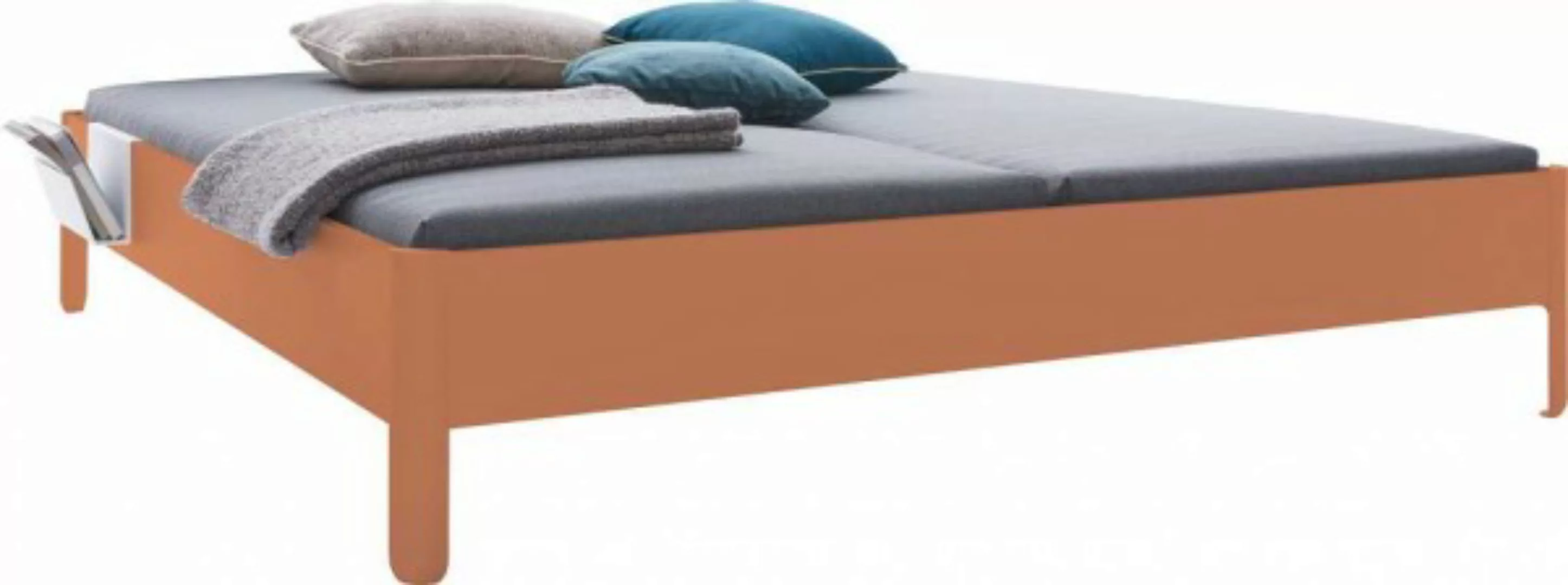 NAIT Doppelbett farbig lackiert Apricotbraun 160 x 210cm Ohne Kopfteil günstig online kaufen