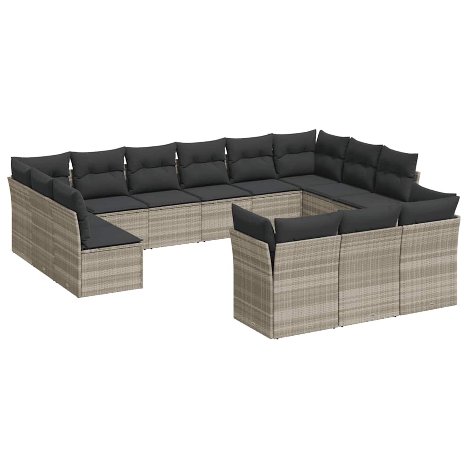 vidaXL 13-Tlg Garten-Sofagarnitur mit Kissen Hellgrau Poly Rattan 3218452 günstig online kaufen