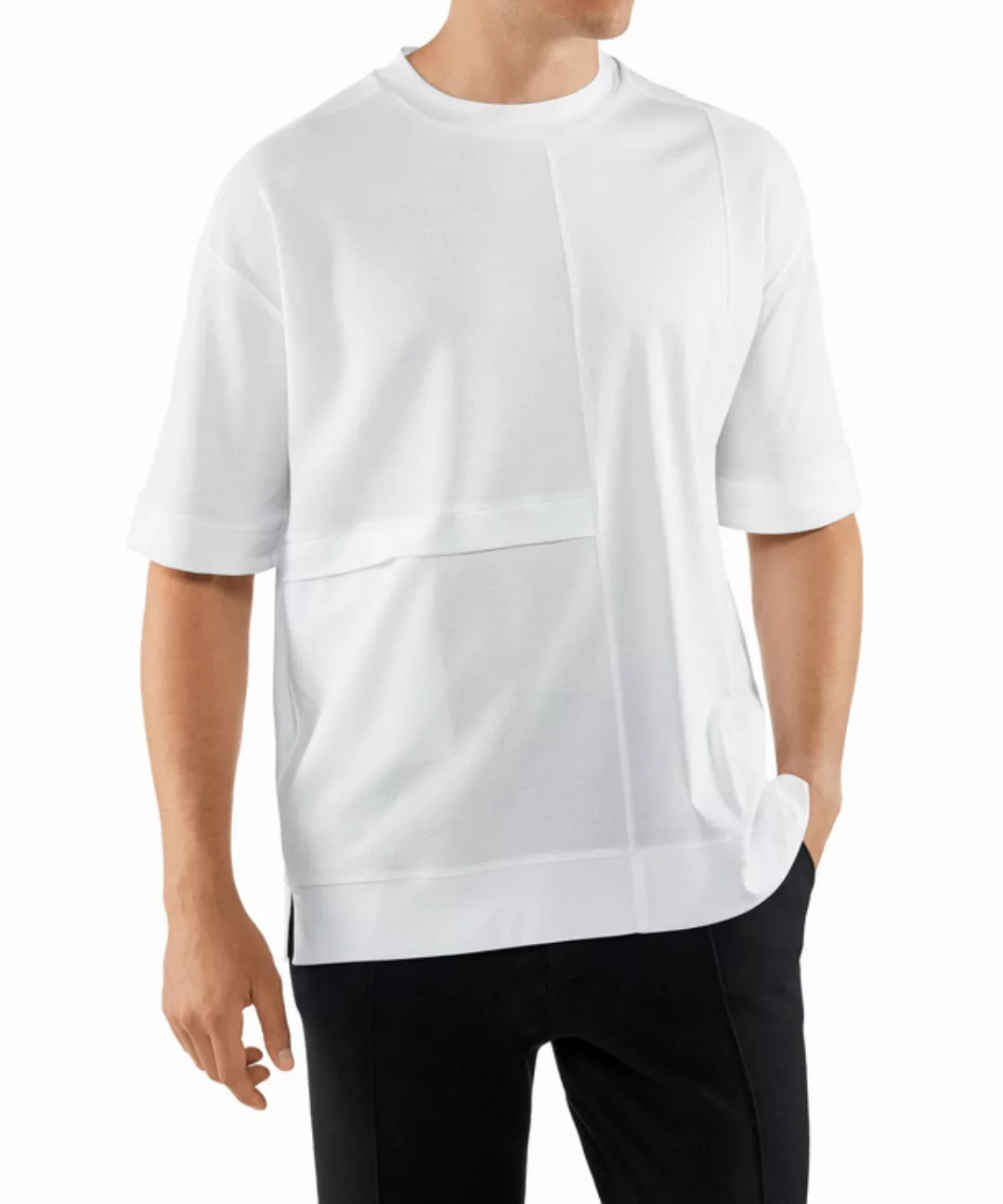 FALKE Herren T-Shirt Rundhals, 3XL, Weiß, Geometrisch, Baumwolle, 62055-200 günstig online kaufen